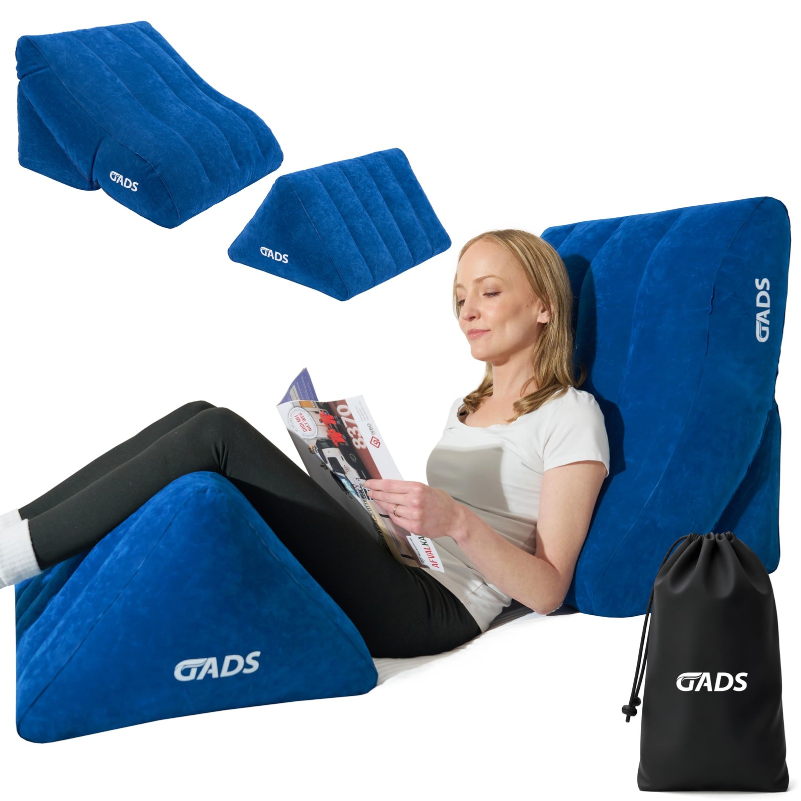 Inflatable Wedge Pillow Set for Sleeping and Leg Support - Adjustable Bed Wedge for Comfort and Swelling Relief