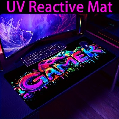 40*90cm[1pc UV Reactive Mouse Pad] 1pc Large UV Reactive Gaming Mouse Pad  Washa