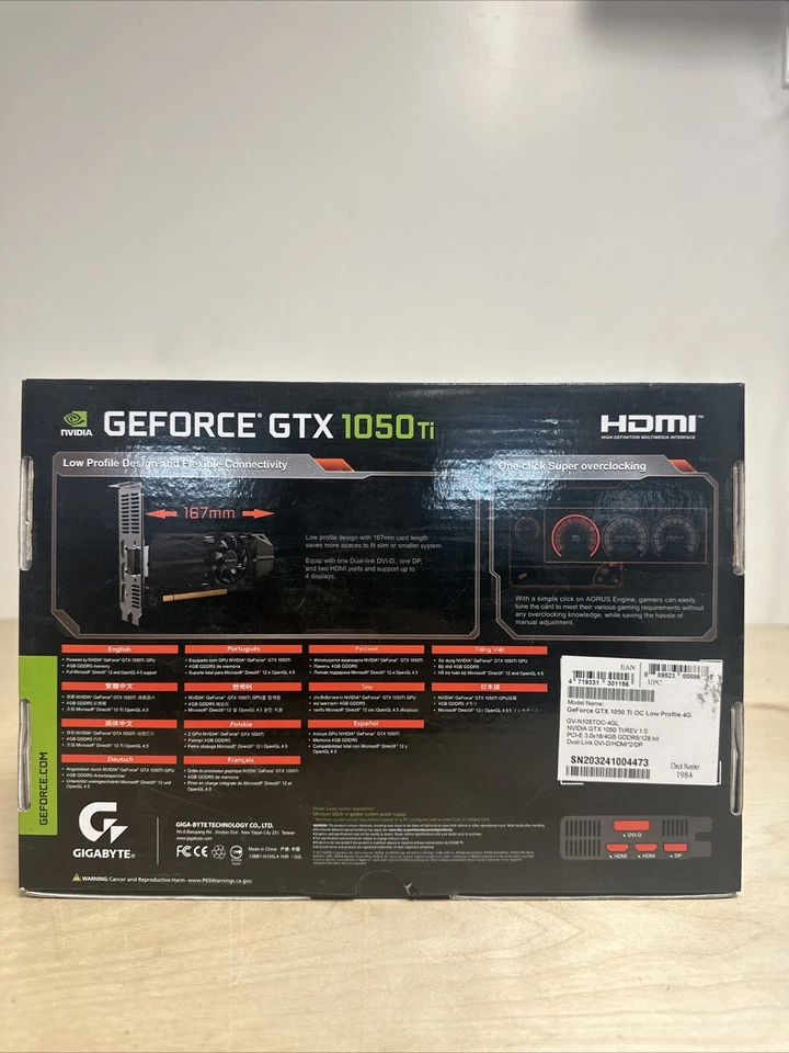 GIGABYTE NVIDIA GEFORCE GTX 1050TI LOW PROFILE 4GB - Image 2 of 3