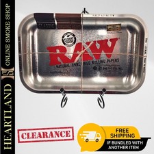 MEDIUM 10.5" x 6.5" Metal Rolling Tray  RAW Silver  CLEARANCE