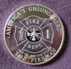 America's Unsung Hero -The Fireman- Chiefs Car 1 Troy Oz. .999 Fine Silver Round