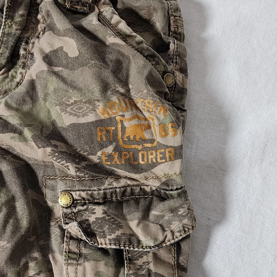 Pantalones Camuflados Baby Route 66 2T Calce Relajado 2000 Y2K Cintura Ajustable Bolsillos Laterales Foto 2 de 4