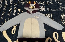 New Bluey Sherpa fleece lined hoodie jacket bluey face  ears hood boys 4t 4