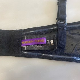 maison close polka dot bandeau ruched Black Bra Sexy Sheer Detail sz 34D