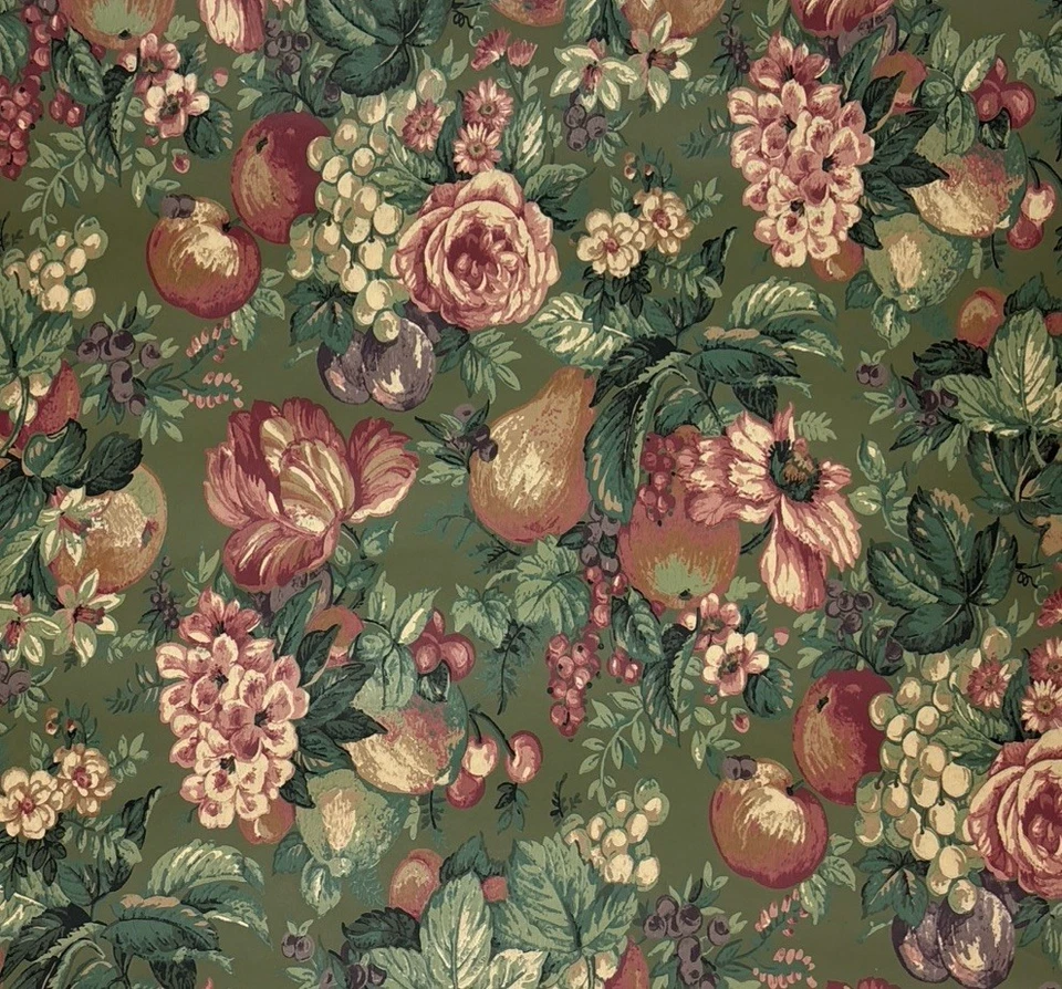 2 rollos dobles de papel tapiz vintage NOS York para frutas florales GG5200 Foto 2 de 4