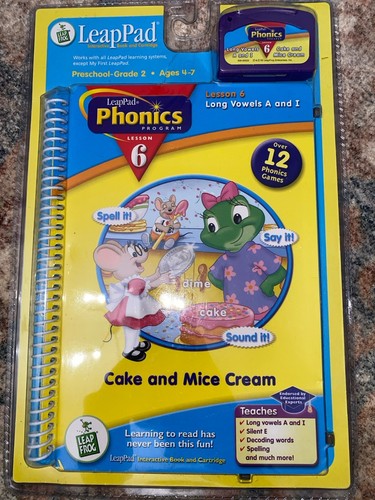 LeapPad Phonics Lesson 6 Cake and Mice Cream Sealed Vtg 2001 Game Pack HTF - Picture 4 of 6