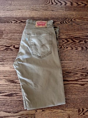 Levis 502 Mens 34 X 34 Tan Denim Tapered Leg Jeans GUC *Abrasion On Back Pocket