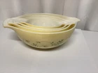 Vintage Pyrex Shenandoah Yellow Floral Cinderella Nesting Mixing Bowls Set Of 4