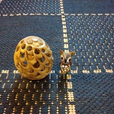 2 vintage owl figurines one is soap stoneware and the other is made out of glass