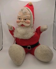 Vtg MCM Rubber Face Santa Claus Plush Doll Christmas Doll 15" Musical Windup