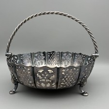 Antique Walker and Hall Silver Plated Swing Handle Tray Basket 24cm 663g English