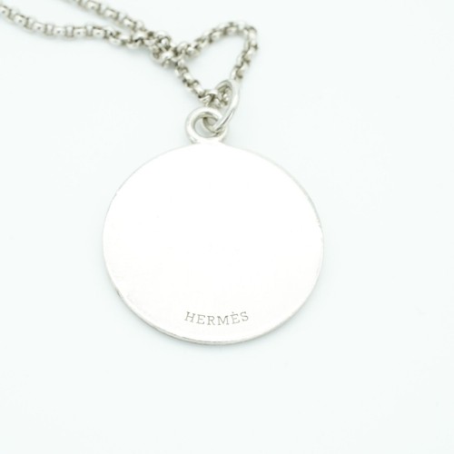 HERMES Ex Libris MM Necklace Coin Silver for Women' Men's - Picture 12 of 14