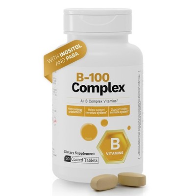 B-100 Complex Vitamins   High Potency B-Complex with B1 B2 B3 B6 B12, Biotin ...