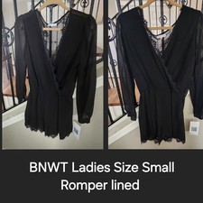 BNWT LADIES BLACK LONG SLEEVE ROMPER SIZE SMALL