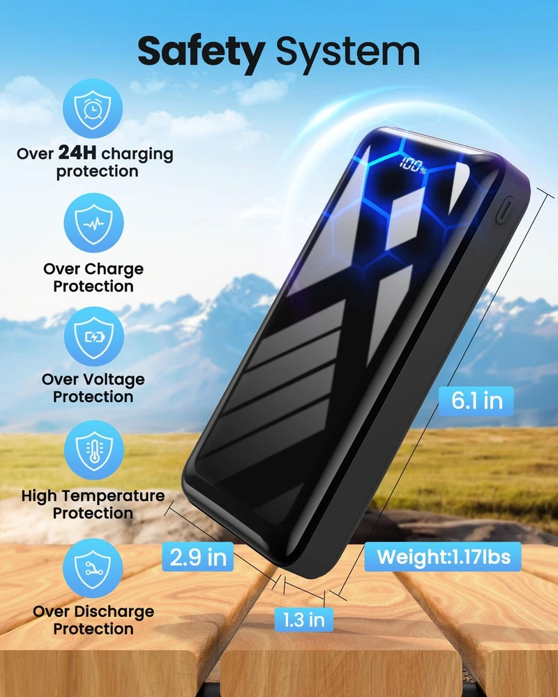 50K mAh 22.5W Fast Charging Power Bank with USB-C PD