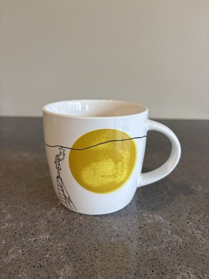 Starbucks Coffee Mug 14 oz Ceramic White Gold Sun Hanging Stars Clouds 2018