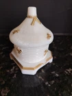 Imperial Beehive Milk Glass Covered Dish Vintage Gold Paint Honey Pot