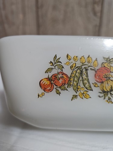 ANCHOR HOCKING Fire-King Nature’s Bounty Spice of Life Vegetables LOAF PAN, VTG - Picture 3 of 13