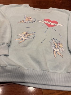 Living Fully By Mallory Ervin XL Not Today Cupid Crewneck Sweatshirt Light Blue