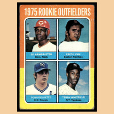 Ed Armbrister Fred Lynn Tom Poquette Terry Whitfield Rookie #622 1975 Topps Card. rookie card picture