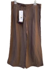 Escada Women's 100 Egyptian Linen Brown Wide Leg High Rise Pants Size 36 R 900