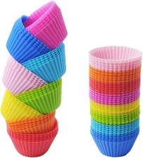 Mini Muffin Pan - Reusable Silicone Cupcake Molds 2In 24 Pack - Small Baking Cup