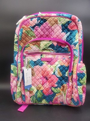 NEW Vera Bradley Iconic Campus Backpack Superbloom Pink Multicolor Floral