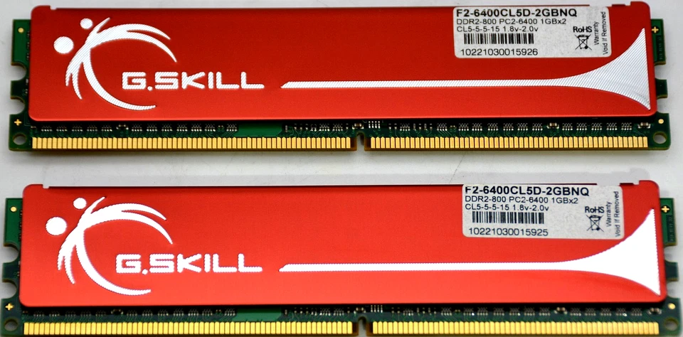 *LOTE DE 2* G.SKILL DDR2 800MHz 2GB (1GBx2) CL5 PC2-6400 RAM *USADO/LEER* Foto 2 de 2