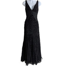 Vintage Jovani Silk Formal Dress Womens 6 Whimsigoth Alt Black Maxi 90s Animal