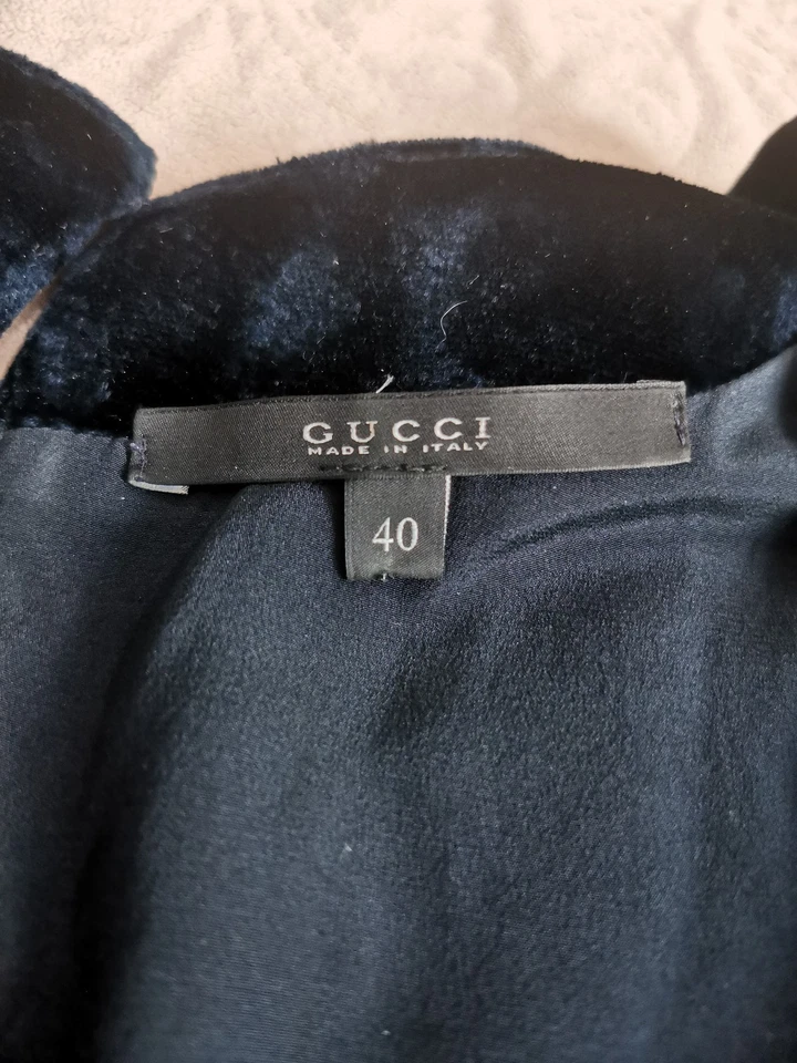 🆓US🛃 Pasarela FW 2012 GUCCI Vestido envolvente de terciopelo azul IT 40 Foto 2 de 4