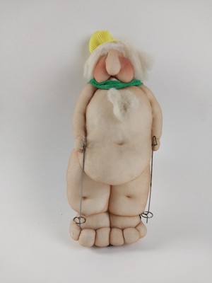 Pudgie People Ski Soft Sculpture Handmade Ski Doll Collectible Vtg Naked Rare80s