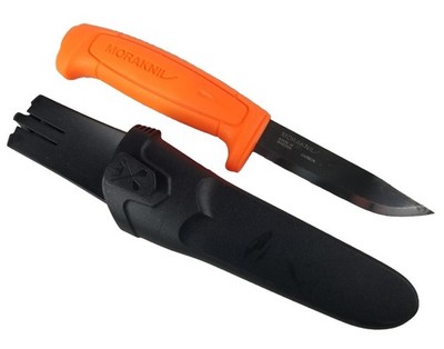 MORAKNIV Sweden Blaze Orange Carbon Steel Knife With Plastic Sheath Pre-owned 