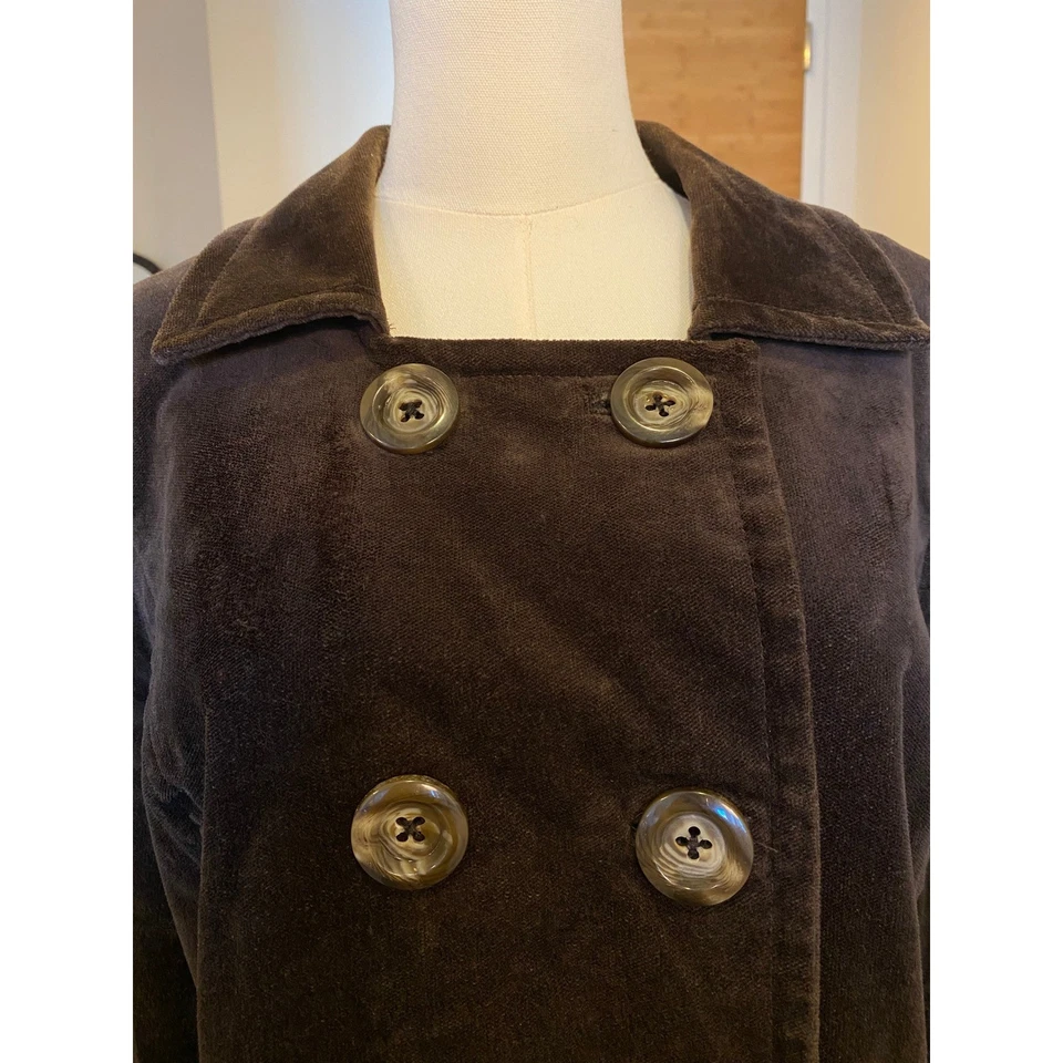 Chaqueta chaquetón OLD NAVY para mujer marrón pana doble botonadura talla grande Foto 3 de 4