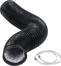 4" x 10ft Flexible Black Aluminum Air Ducting with 2 Clamps for HVAC Ventilation