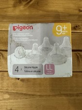 PIGEON Silicone Nipple LL with Latch-On Line, Natural Feel, 9 Months, 4 Count