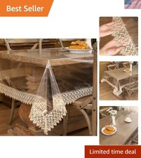 Clear Vinyl Tablecloth Protector Waterproof/Oil-Proof Plastic Square Transpar...