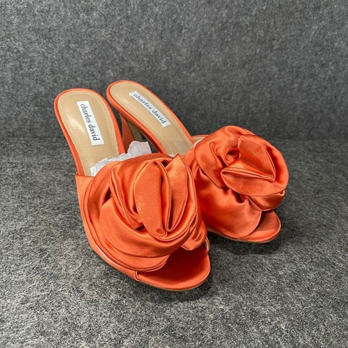 CHARLES DAVID Kimchi Satin Dress Sandals Women's Size 9 M Orange