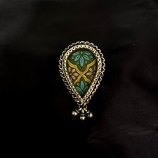 Beautiful Pear Shape With Floral Print  Ghungroo 925 Silver Adjustable Ring