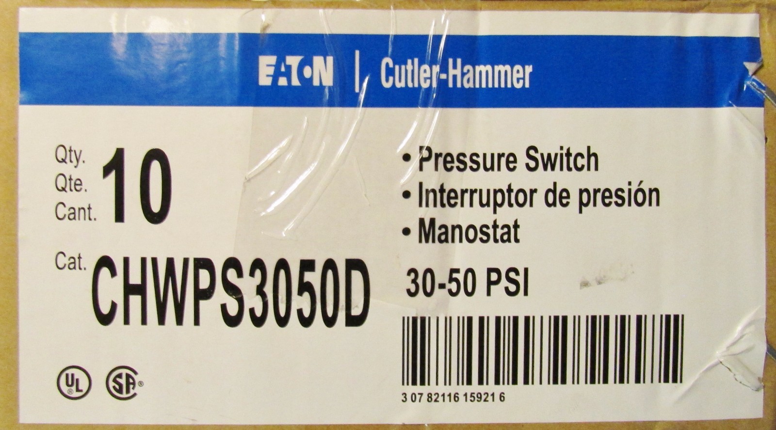 EATON CUTLER HAMMER Pressure Switch 3050 PSI 2 Pole CHWPS3050D eBay