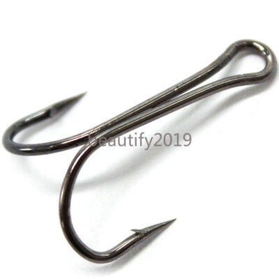 doubke fishing hook closed shank Mustad Classic Double Hook, Size 3/0, Open Shank, Nickel without using a split ring 20pcs 7982 Double Fishing Hook