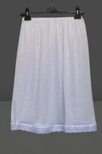 WHITE COTTON RICH PETTICOAT UNDERSKIRT UK SIZE 8-12 HALF SLIP 27" WAIST SLIP