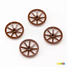 Lot of 4 Genuine LEGO Reddish Brown 4489 Wheel w/ Spokes Wagon Large 33mm Castle