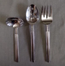 3 PFALTZGRAFF stainless CROSSROADS Serving Pierced, Solid & Gravy Ladle Spoons