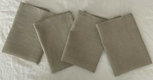 NEW Handmade 100% LINEN DINNER NAPKINS SET of 4 Size 16" X 16" NATURAL BEIGE - Picture 2 of 10