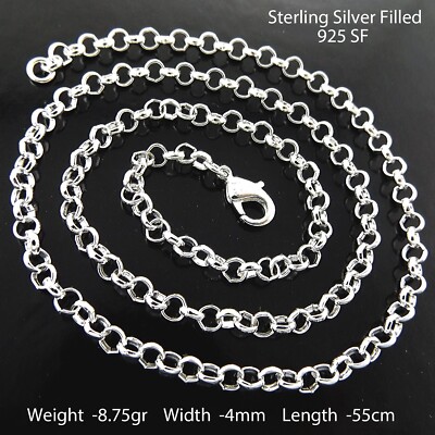 925 Sterling Silver Chain 20 In 4mm Rolo Belcher Chain Necklace - 925 Sterling Silver, Various Lengths 16" To 30" 24 In Silver Chain - Foto 4