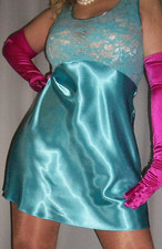 Vtg Victoria's Secret Lace Bust Satin Babydoll M
