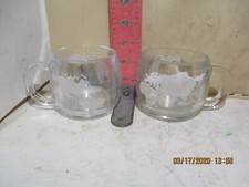 NESTLE CRYSTAL GLASS GLOBE MUGS PAIR - ONE THE NESTLE CO. , ONE NESTLE MARKED