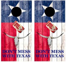 Texas Themed Cornhole Wood Board Skin Wraps FREE LAMINATE