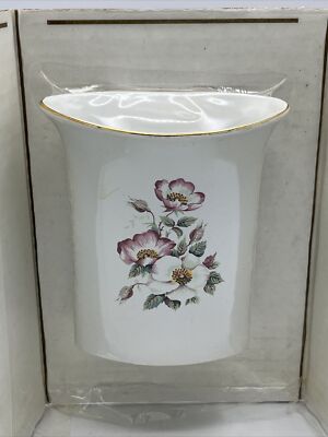 The House of Webster Ceramics Floral Marquise Vase 5 5/8'' Sealed in Partial Box