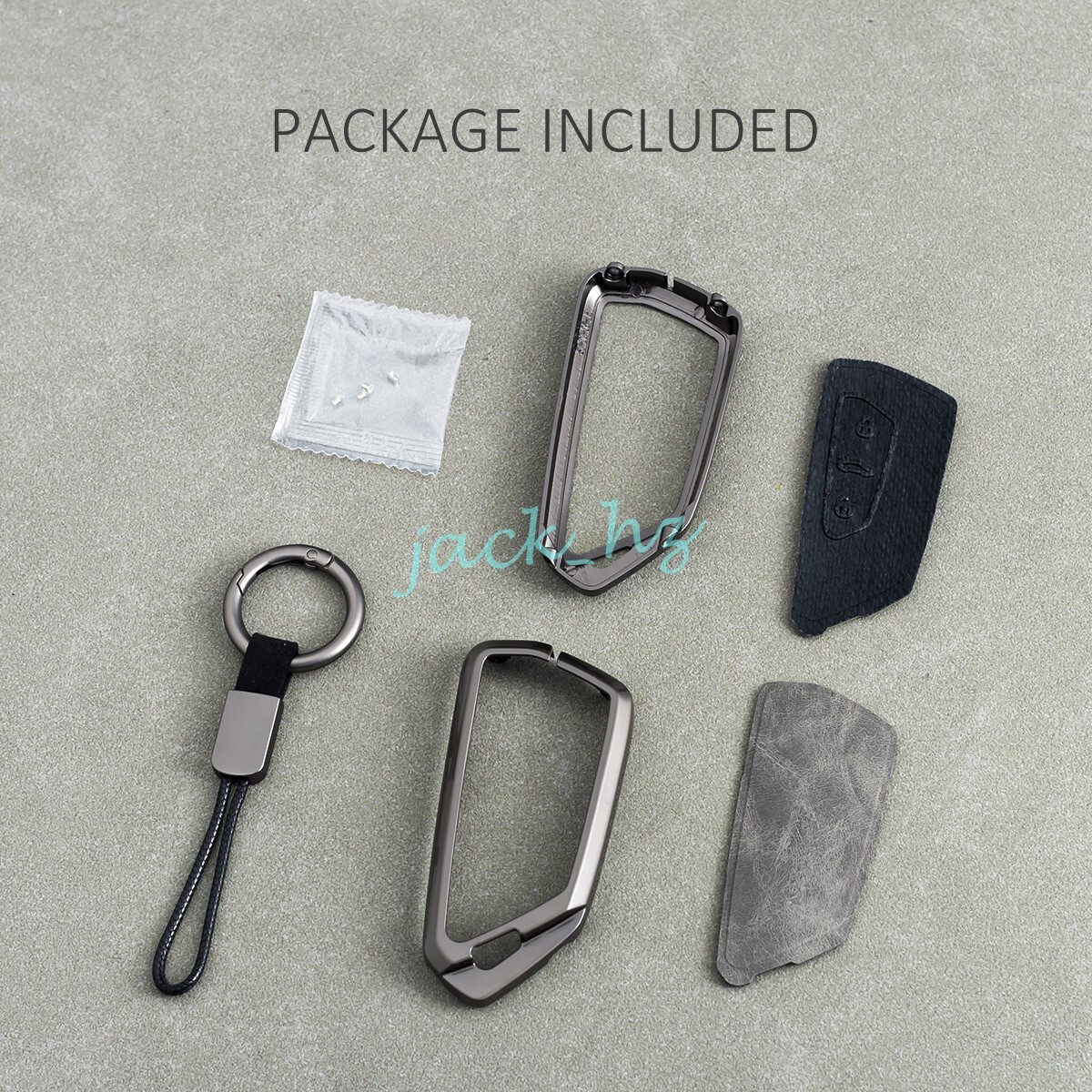 Metal Leather Car Key Fob Case Cover Keychain For VW Atlas Golf